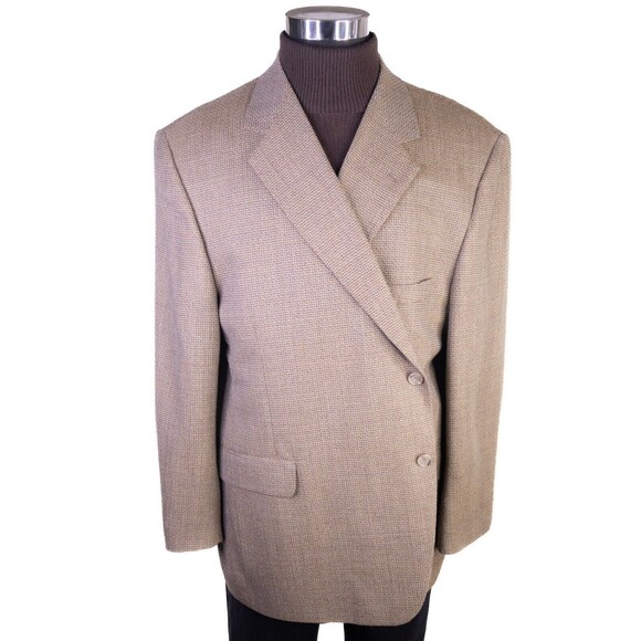 NORDSTROM Mens Blazer Sport Coat Two Button Jacket 50R Wool Beige Suit - Picture 2 of 14